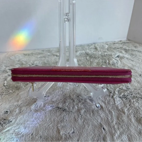 FOSSIL red maroon cream and hot pink zip around clutch wallet - Picture 5 of 10